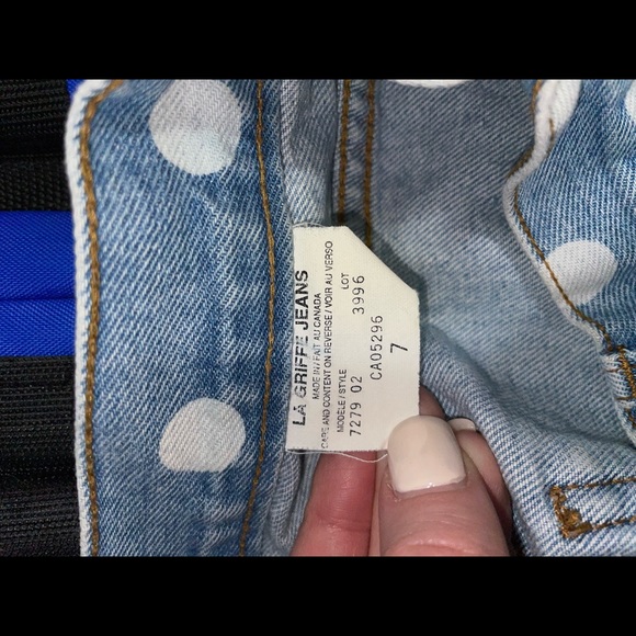 Blue Jean shorts with white polka dots - eco jeans - size 7 - Picture 4 of 4